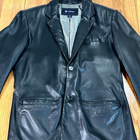 Mens Crémieux Genuine Lambskin Black Leather Blazer Size M - Picture 7 of 15